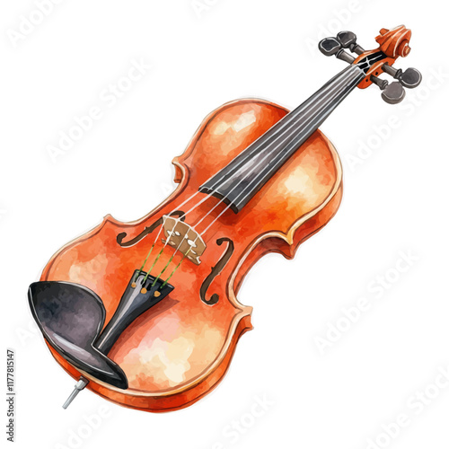 A watercolor vector of a violin mute, isolated on a white background. Musical accessory vector.
