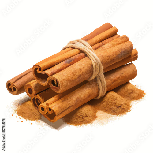 Cinnamon sticks isolated vector illustration (3)