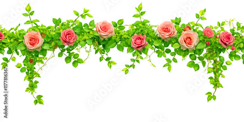 A decorative green arch adorned with leaves and flowers, perfect for weddings or garden events. Green Ivy decoration