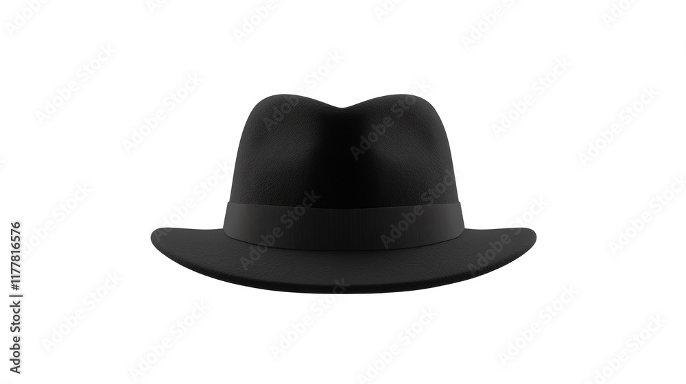 Black fedora hat with no background. Isolated. Close-up Black fedora hat with no background. Isolated. Close-up