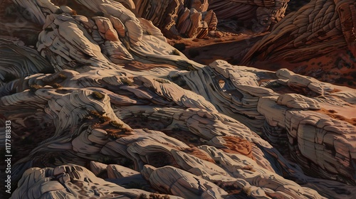 Wallpaper Mural A mesmerizing abstract view of layered sandstone formations bathed in the golden hour light, creating a dramatic and captivating natural masterpiece. Torontodigital.ca
