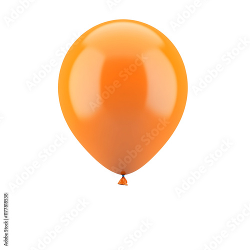 Isolated orange balloon without ribbon. No background. 