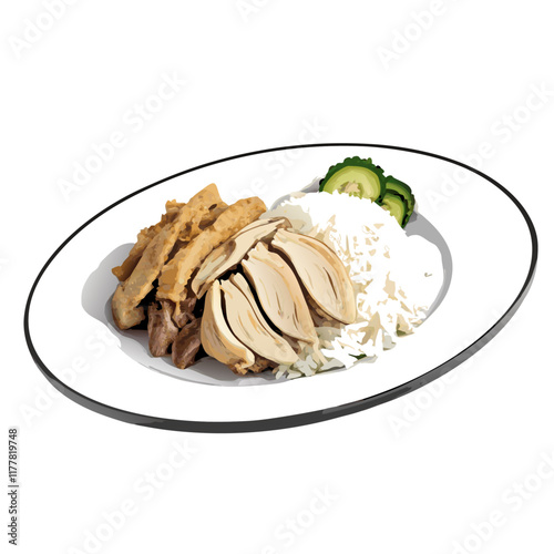 Steamed rice served with steamed chicken liver  vector illustration (2)