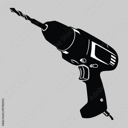 drill machine silhouette vector design art and illustration