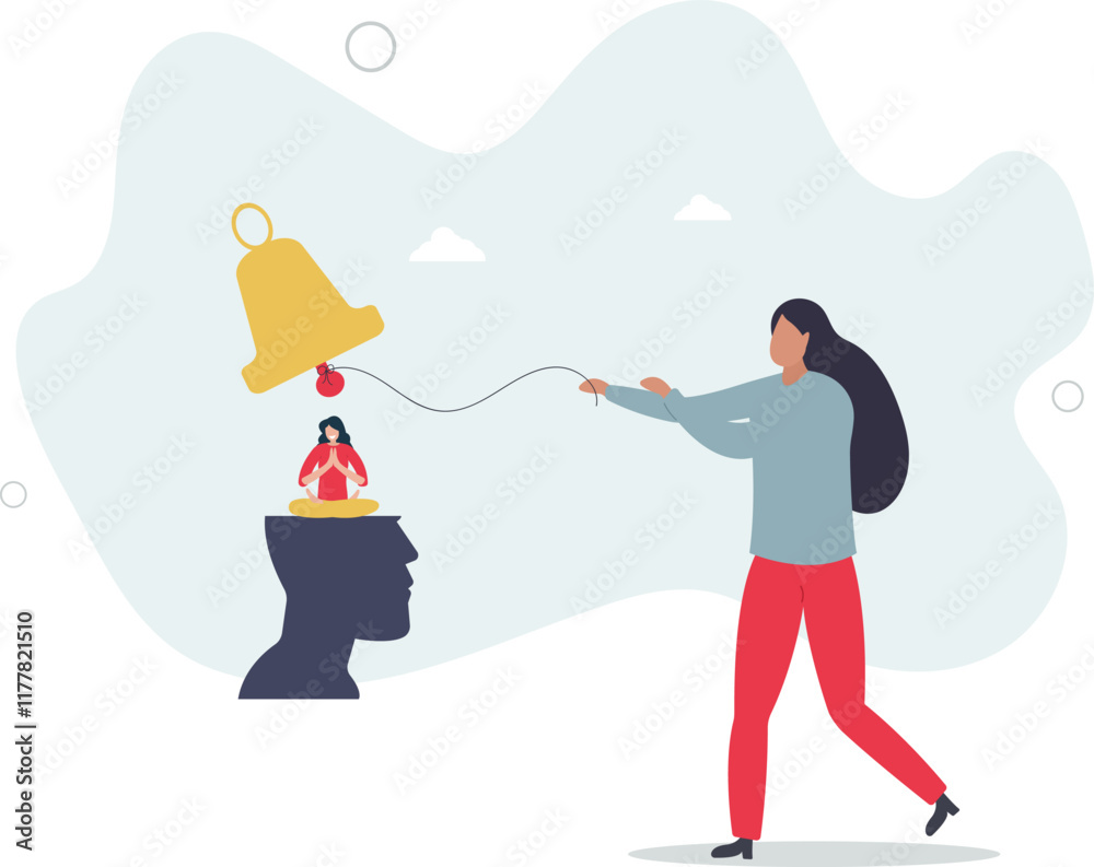Fototapeta premium Self awareness, psychological state in individuality of behavior or feeling, self acceptance or personality concept.flat characters.