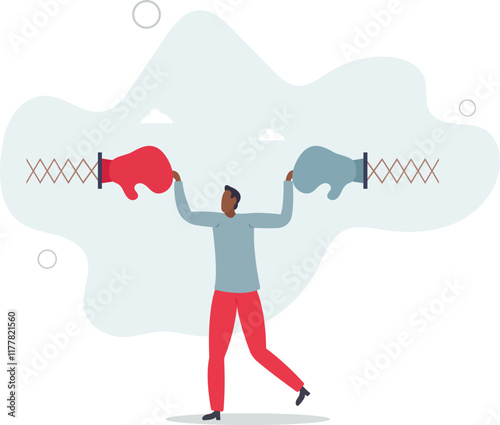 Conflict management, leadership skill to compromise and solving argument problem,flat characters.