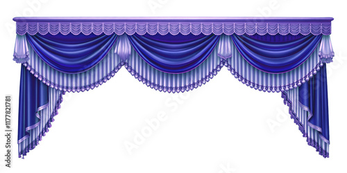 Realistic velvet curtains stage on a transparent Background, suitable for window or theater stage decoration. Luxury silk or velvet drapery mockup for interior design.