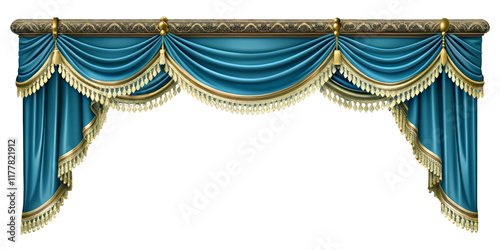 Realistic velvet curtains stage on a transparent Background, suitable for window or theater stage decoration. Luxury silk or velvet drapery mockup for interior design.