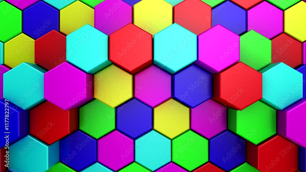 Hexagons Form a Wave. Abstract motion, 3d rendering, 4k resolution
Hexagons Form a Wave. Abstract motion, 3d rendering, 4k resolution