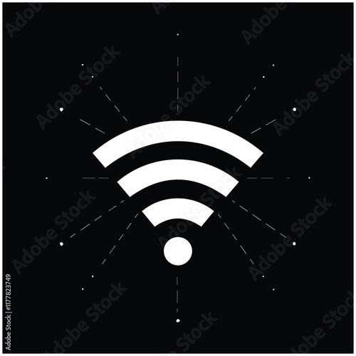 wireless network icon.black and white background.