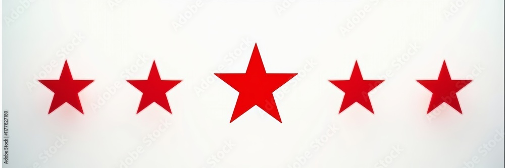 Minimalist five red stars on white background Minimalist five red stars on white background