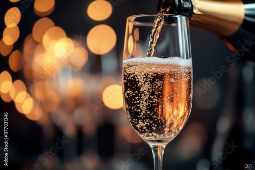 Wallpaper Mural Wine is poured into the glass from bottle, blurred background of wine bottles and glasses with red white orange black sparkling luxury wine on light background Generative AI Torontodigital.ca