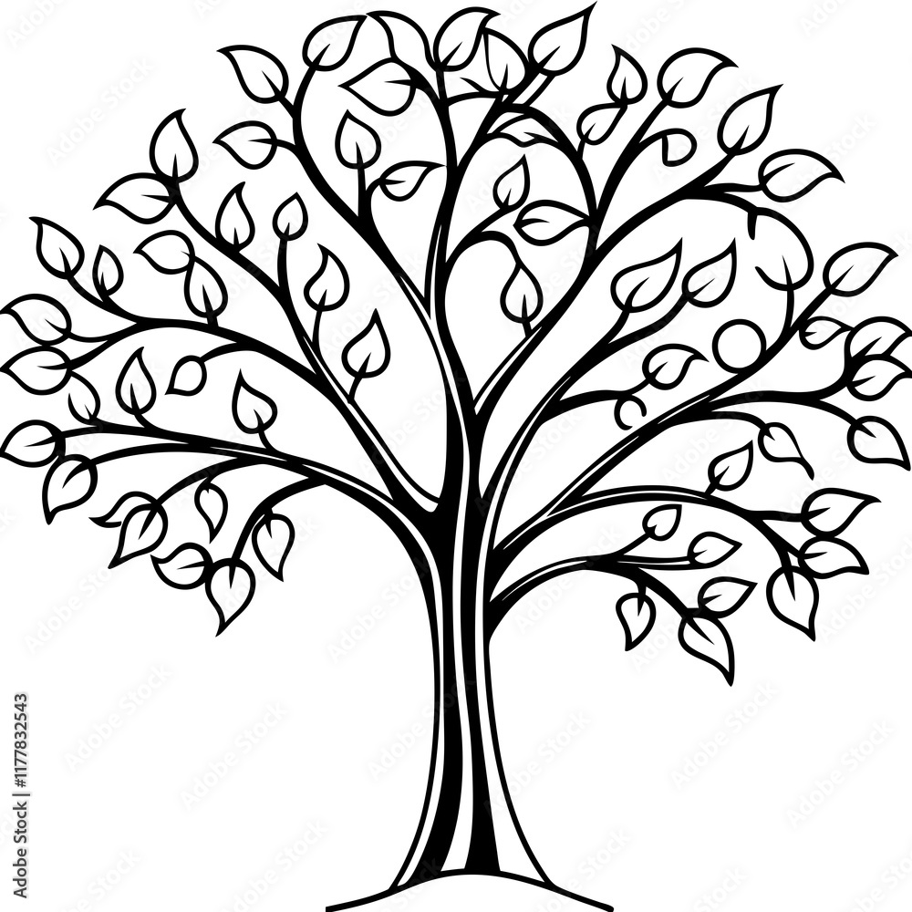 Vibrant Spring Tree and Whimsical Tendrils - Vector Illustration Vibrant Spring Tree and Whimsical Tendrils - Vector Illustration