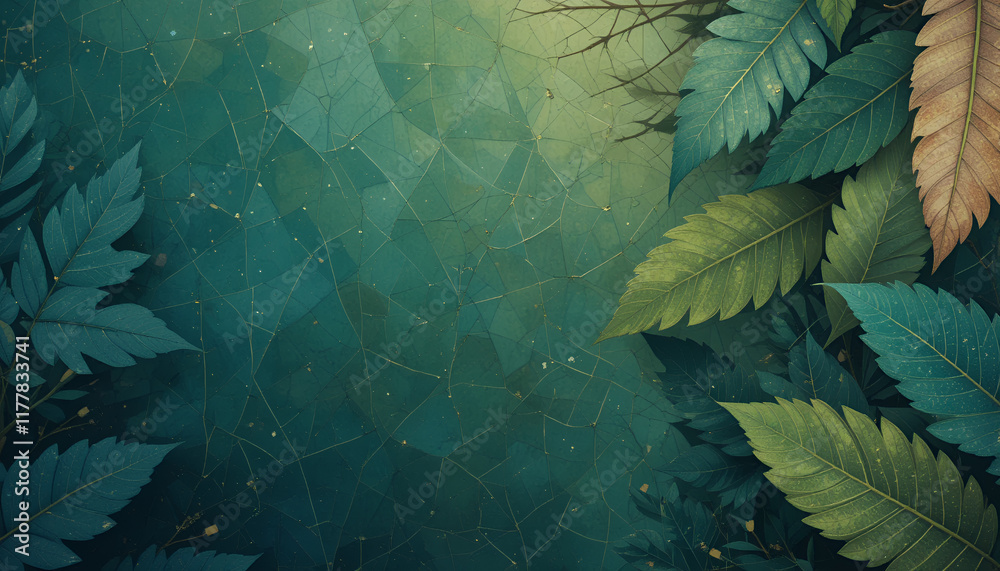 Fototapeta premium Bohemian Style Leaf Background with Copy Space on One Side - Perfect for Creative Designs