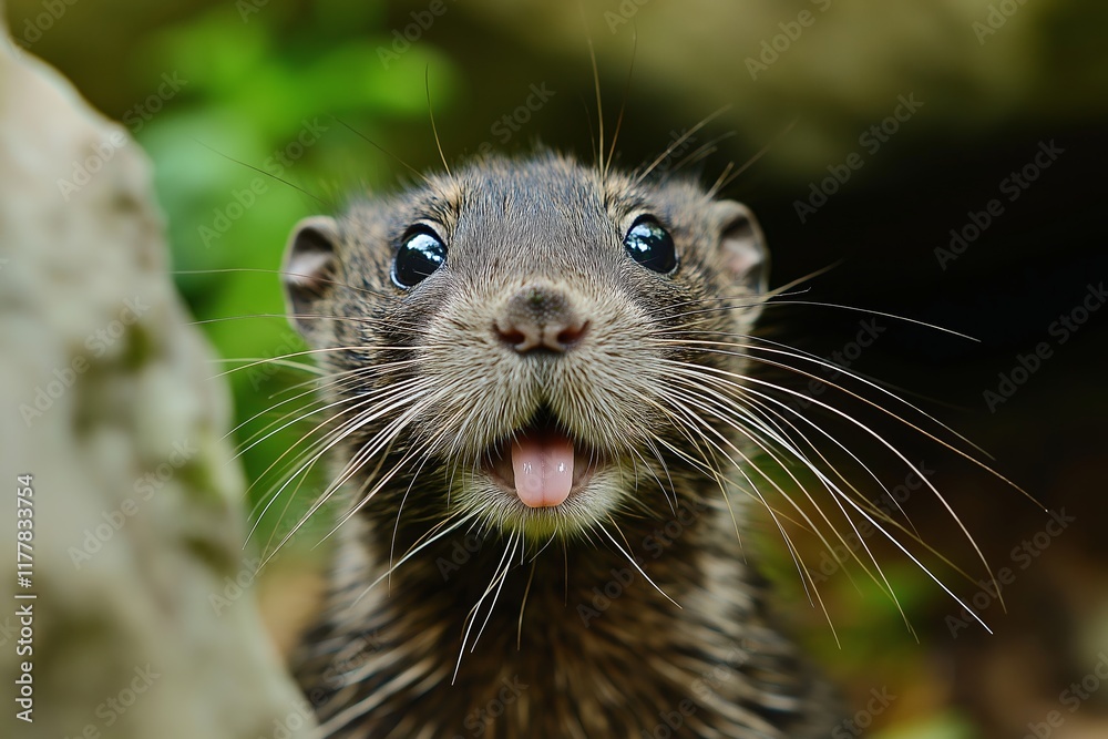 A charming animal posing with a playful expression, showcasing its whiskers and curious gaze. A charming animal posing with a playful expression, showcasing its whiskers and curious gaze.
