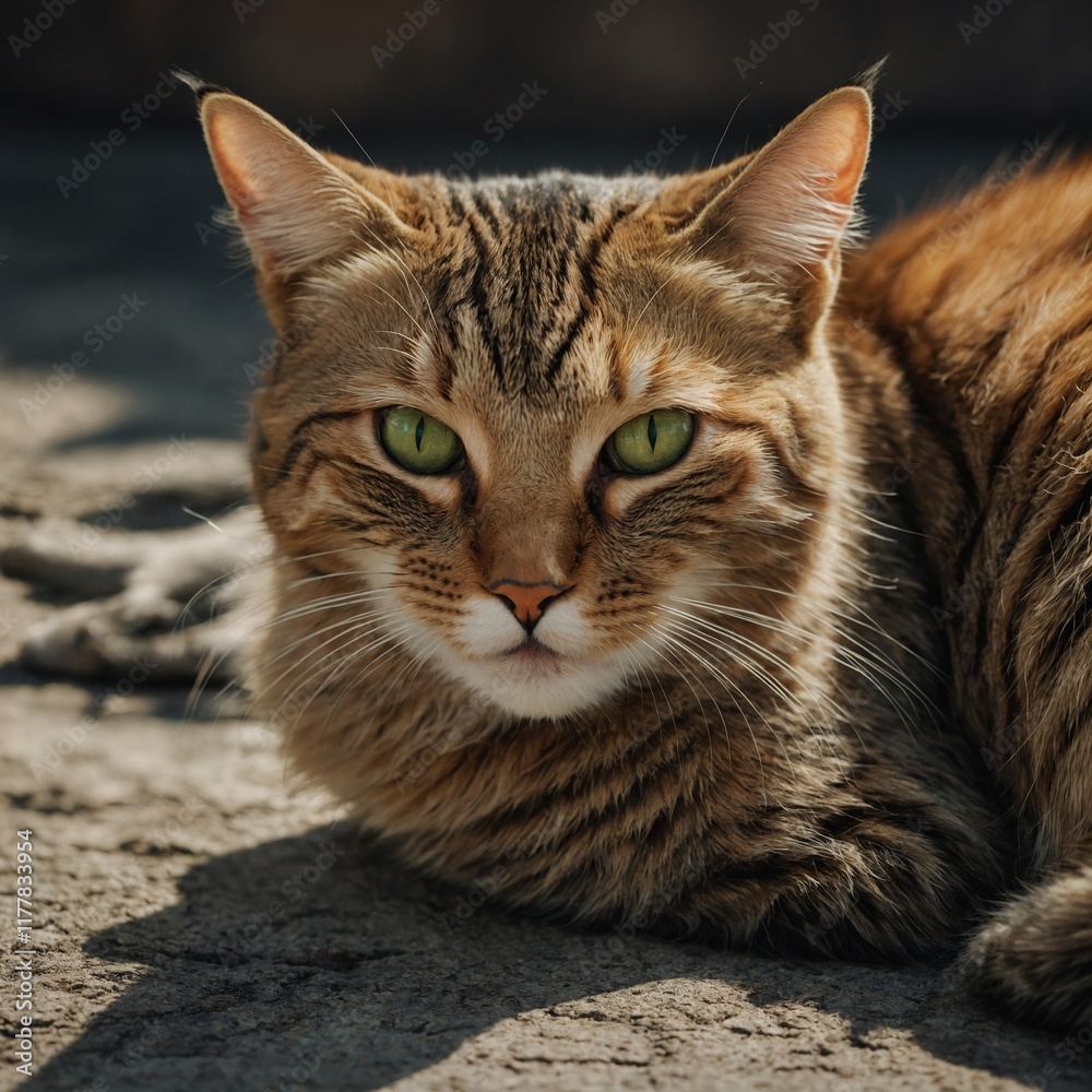 A gracefully lounging cute anime tabby cat. A gracefully lounging cute anime tabby cat.