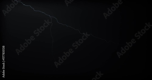 Lightning strikes on a black background with realistic reflections