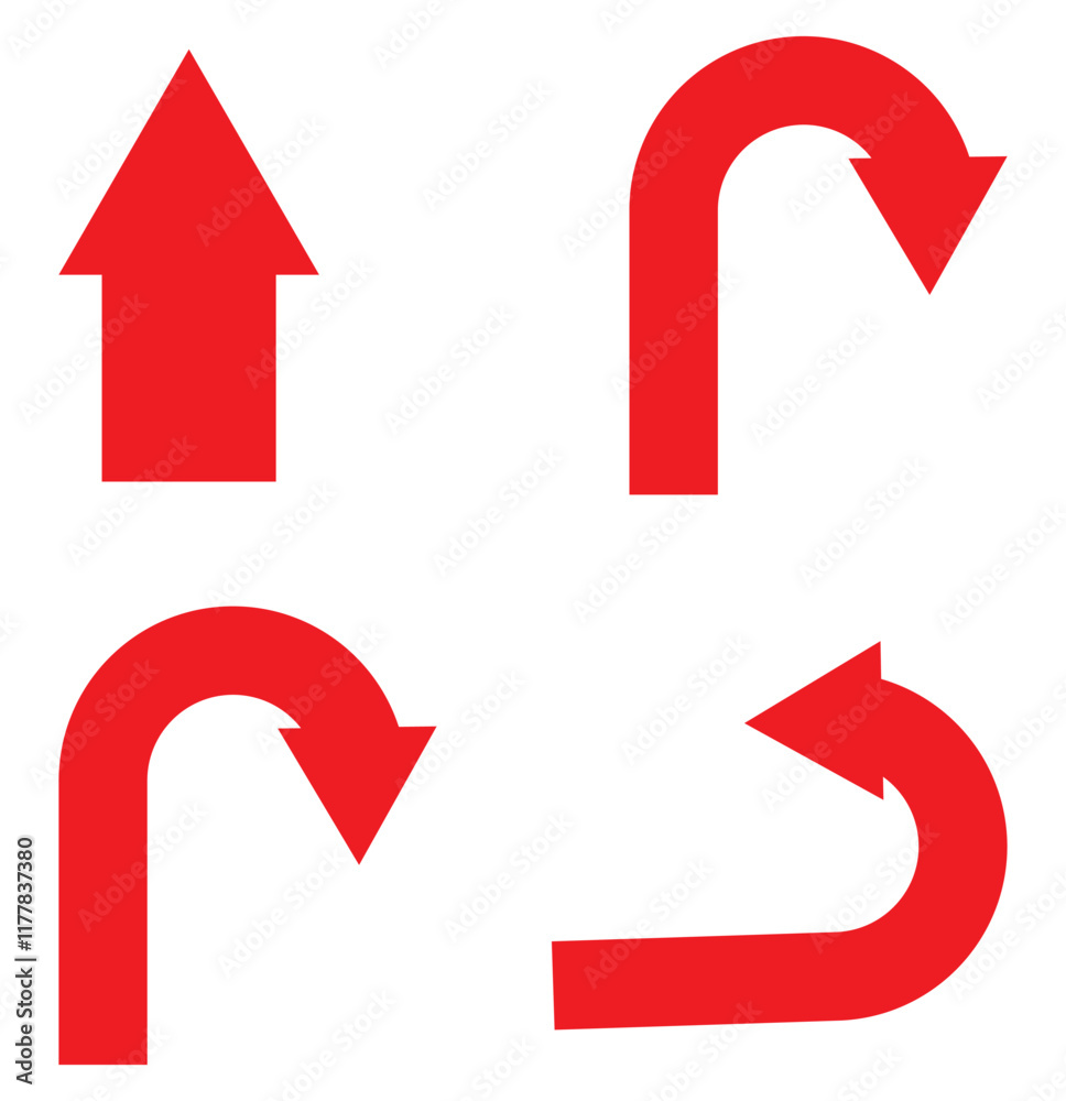 go straight this way one way only u turn left and right arrow sign vector illustration. EPS 10. go straight this way one way only u turn left and right arrow sign vector illustration. EPS 10.