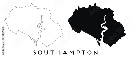 Southampton map outline and black silhouette vector