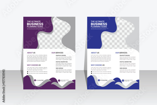 flyer  mModern Corporate professional business flyer vector template design set	ockup photo