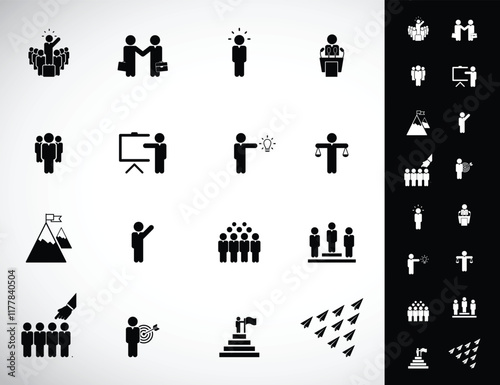 Leadership icons set.