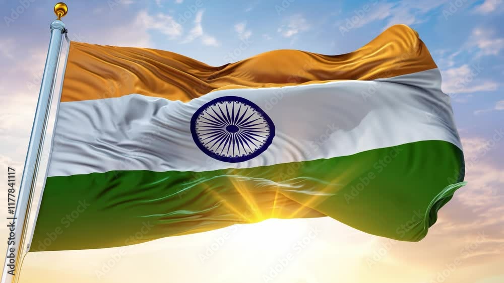 Majestic Indian Flag at Sunrise