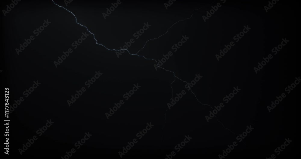 Lightning strikes on a black background with realistic reflections