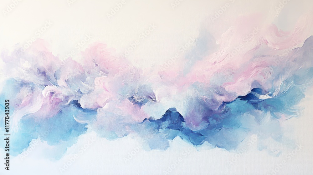 Fototapeta premium Soft flowing forms ripple through a pale pink sky at sunset creating a dreamy atmosphere of tranquility and beauty