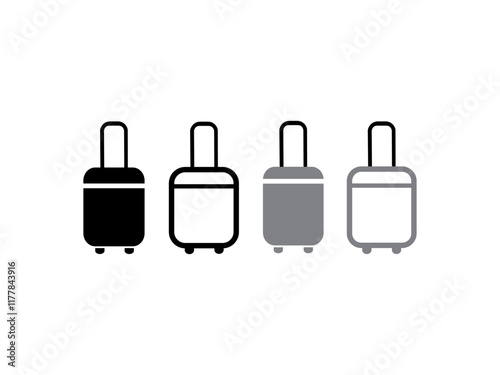 Baggage Claim. Conveyor Belt With Luggages In Airport.Travel bags vector set Baggage Airport People Briefcase. Icon with reflection on white background. Air Travel Thin Line Icons  Editable Stroke