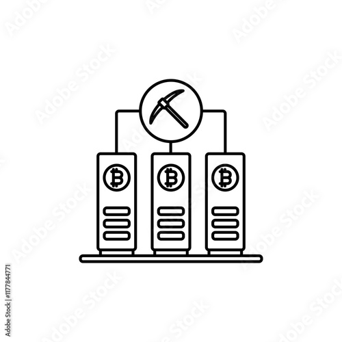 Icons Bitcoin Mining Rig ASIC miner Transaction verification process