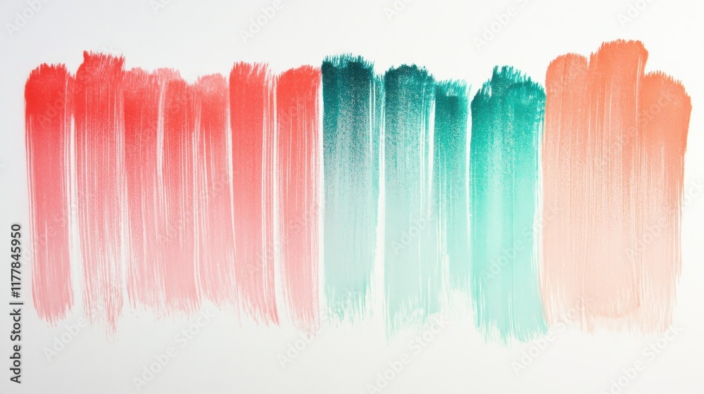 Gradient of Abstract Pencil Strokes from Mint to Coral in a Soft Blend of Colors