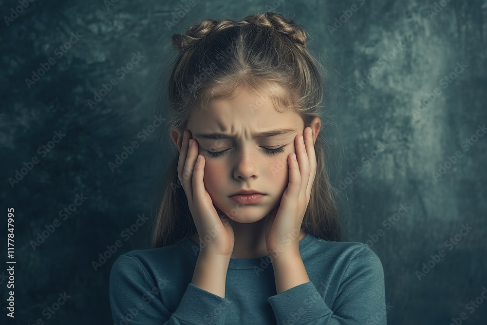 Little Girl Struggling with a Headache Little Girl Struggling with a Headache