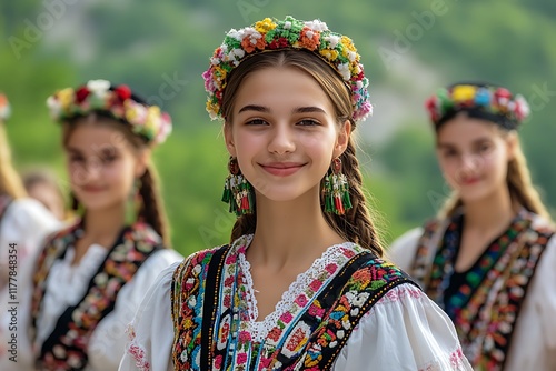 Group of beautiful young women from bosnia and herzegovina photo