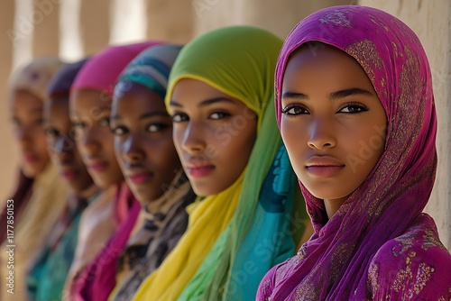 Group of beautiful young women from mauritania photo