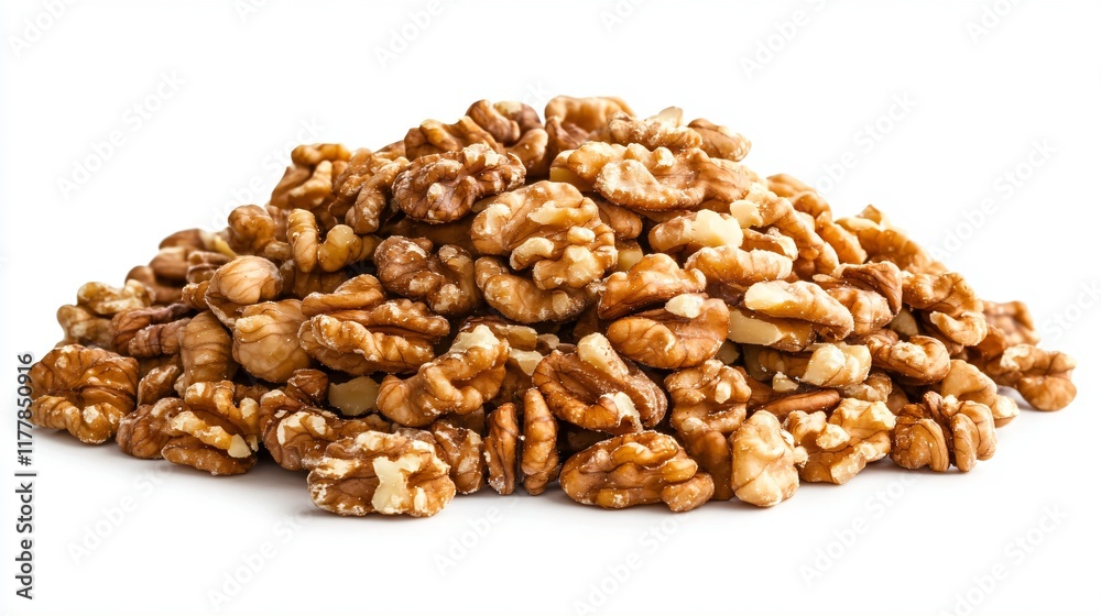 Pile of Walnuts, High-Resolution, Nutritious Snack Concept. White background Pile of Walnuts, High-Resolution, Nutritious Snack Concept. White background