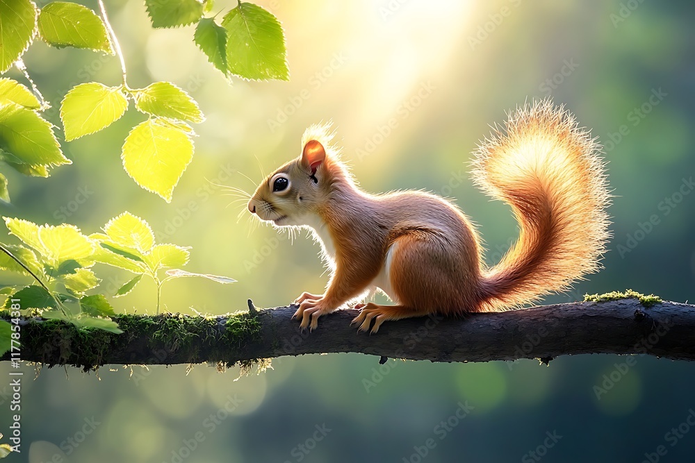 Obraz premium Eastern grey squirrel on tree