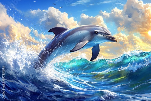 Common dolphin in ocean