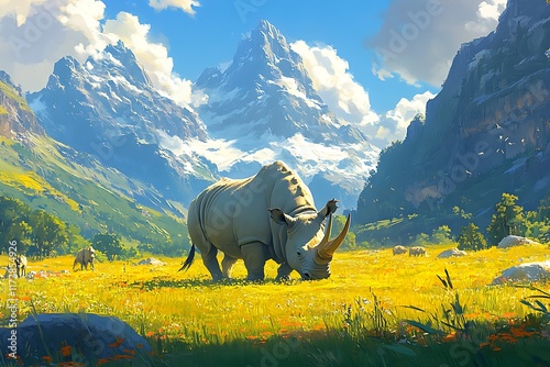Rhinoceros in grassland