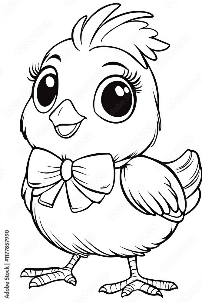 Adorable Chick Character with Big Eyes and a Bow Adorable Chick Character with Big Eyes and a Bow