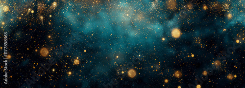 Glimmering Aqua and Gilded Dreams: Opulent Abstract Artistry