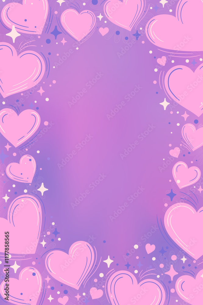 Romantic Hearts Vertical Vector Frame Romantic Hearts Vertical Vector Frame