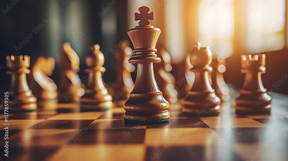Dramatic light on chessboard emphasizing toppled king showcasing the tension of competition Dramatic light on chessboard emphasizing toppled king showcasing the tension of competition