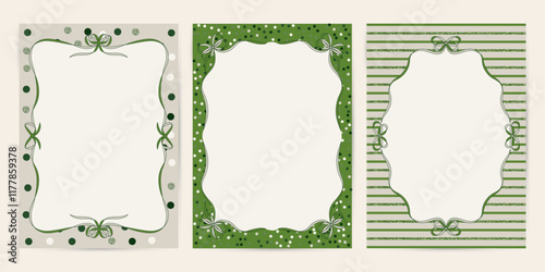 Vintage Bows and Ribbons card, invitation. Hand Drawn Ribbons Border Vector