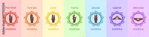 Seven Mudras Rainbow Icon Set
