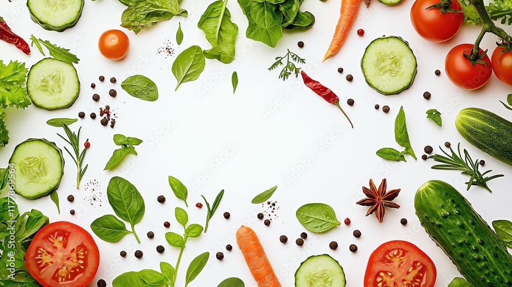 Fresh Vegetables and Herbs Arrangement in Vibrant Colors Fresh Vegetables and Herbs Arrangement in Vibrant Colors
