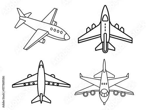 Customizable Airplane Vector Outline. Ideal for Travel, Aviation, and Transportation Applications