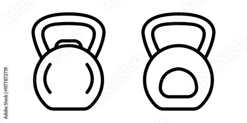 kettlebells outline or line icon design bundle.