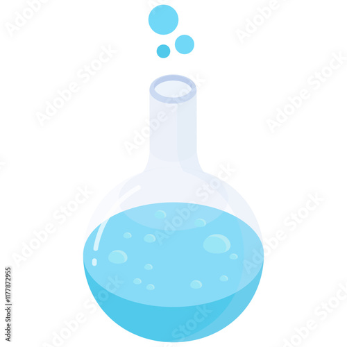 Round Bottom Flask with Liquid Isometric icon