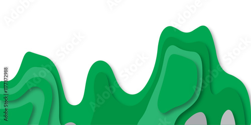 green paper cut wave abstract design vector illustrationBackground in paper style. Abstract colorful background. 