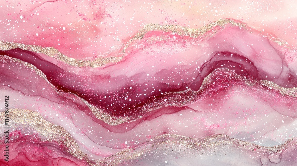 Fototapeta premium Abstract pink fluid art swirls modern digital artwork sophisticated home decor elegant design